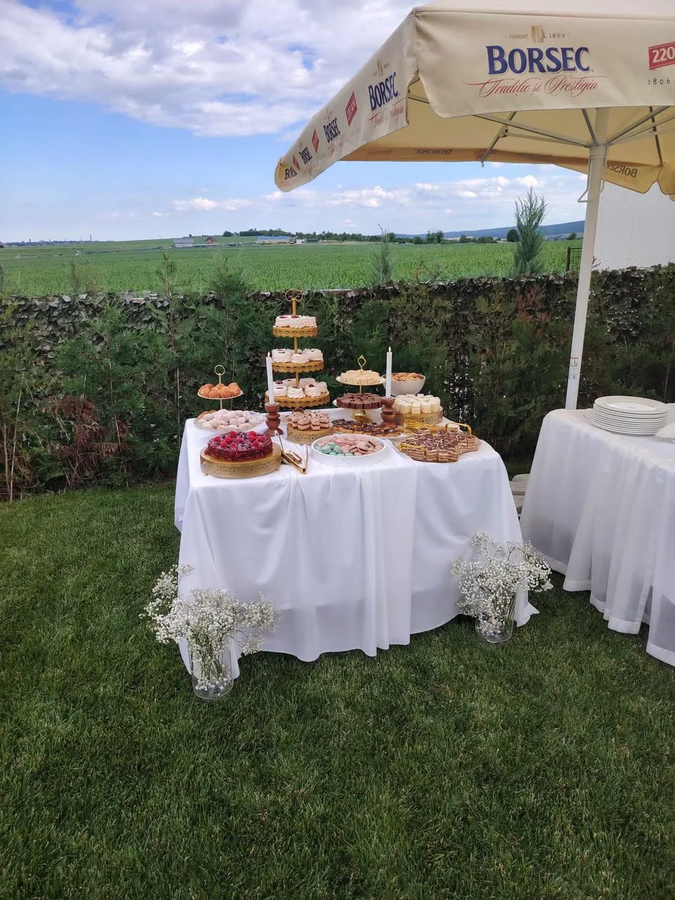 Candy bar aranjat în aer liber pentru un eveniment